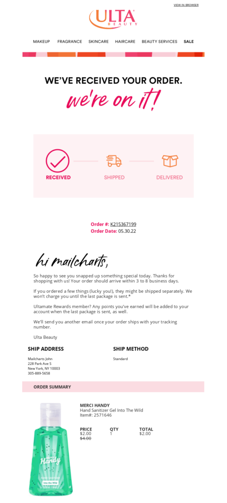 5 Stunning Order Confirmation Email Examples For You To Steal Today