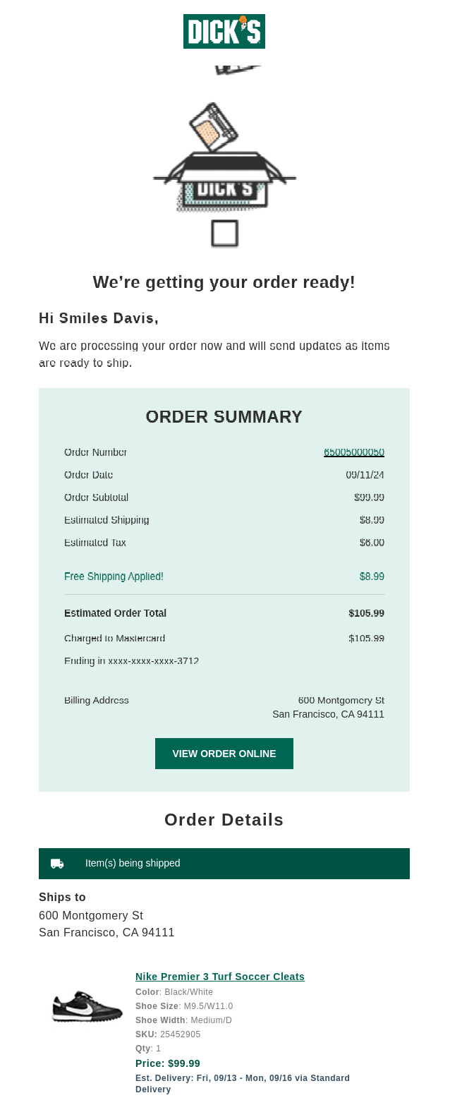 Dick's-order-confirmation-email