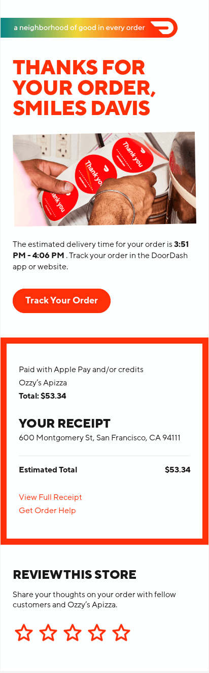 Doordash-order-confirmation-email