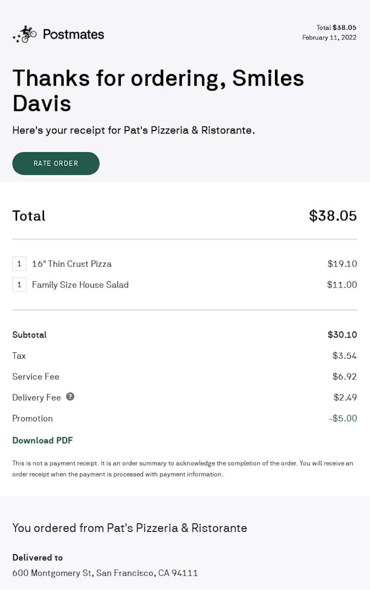 Postmates-order-confirmation-email