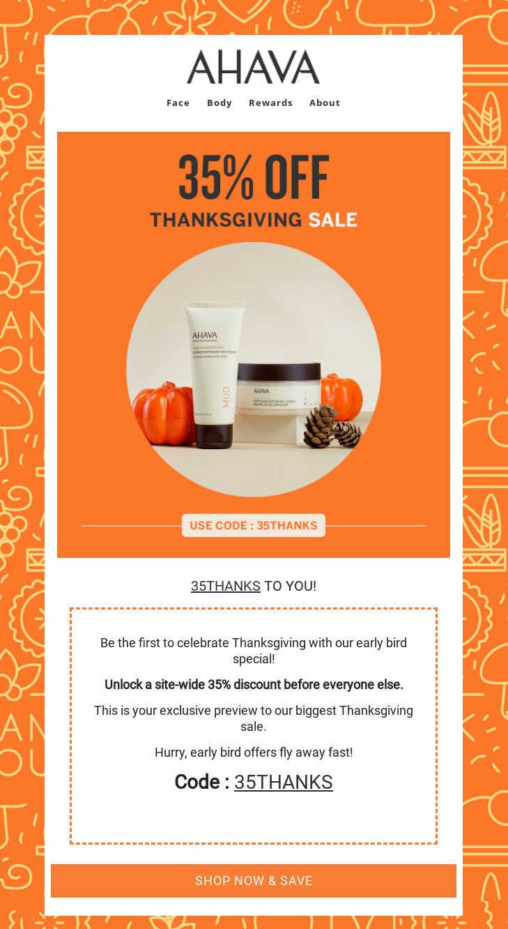 Thanksgiving Sale Announcement - Ahava