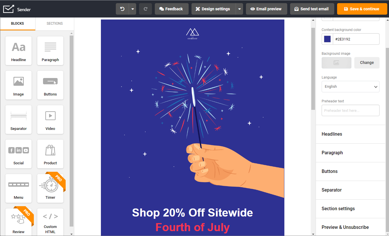 4th_of_July_template_Sender_drag-and-drop_builder