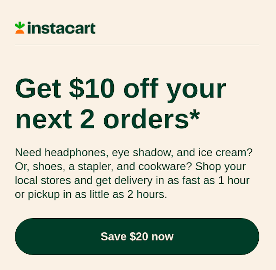 Instacart-email-marketing-example